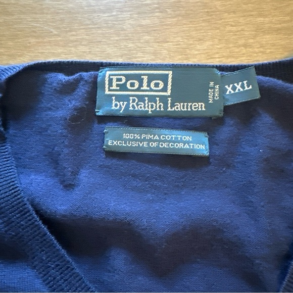 Polo Ralph Lauren Pima Cotton Sweater Mens XXL Navy Blue Long Sleeve Pullover - Picture 8 of 10